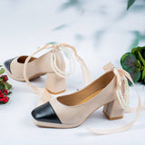 Jane Cream Block Closed Toe heel for women