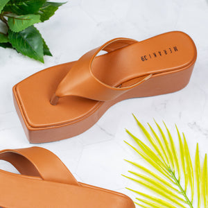 Ava Mustard Brown Wedge heel for women