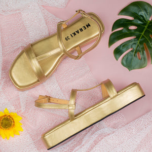 Prisilla Golden Oversoft Flatform heel for women