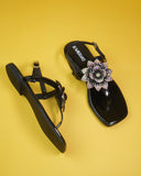 Aurelia  Black Flat Sandal for women