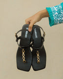 Astrid Black Flat Sandal for women