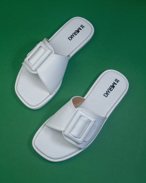 Fiona White Flat Sandal for women