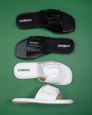 Fiona White Flat Sandal for women