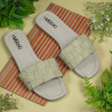 Devon Lemon Green Flat Sandal for women