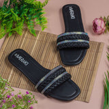 Capri Black Flat Sandal for women