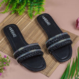 Capri Black Flat Sandal for women