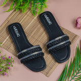 Capri Black Flat Sandal for women