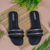 Capri Black Flat Sandal for women