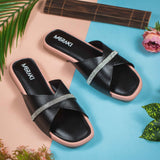 Clara Black Flat Sandal for women