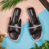 Clara Black Flat Sandal for women