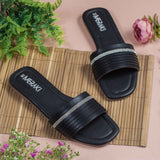 Coco Black Flat Sandal for women