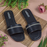 Coco Black Flat Sandal for women