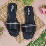 Coco Black Flat Sandal for women