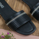Coco Black Flat Sandal for women