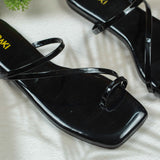 Paola Black Flat Sandal for women