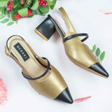 Paige Golden Closed Toe Block heel for women