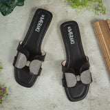 Mystic Black Flat Sandal for women