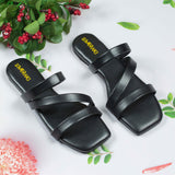 Sana Black Flat Sandal for women