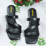 Sana Black Flat Sandal for women