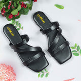 Sana Black Flat Sandal for women