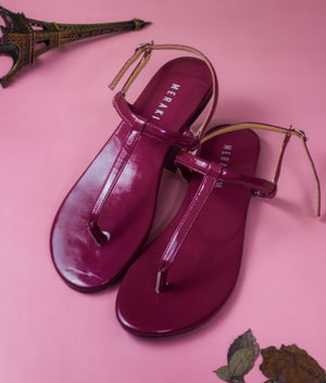 Kiara Burgundy Red- Flat sandals for women